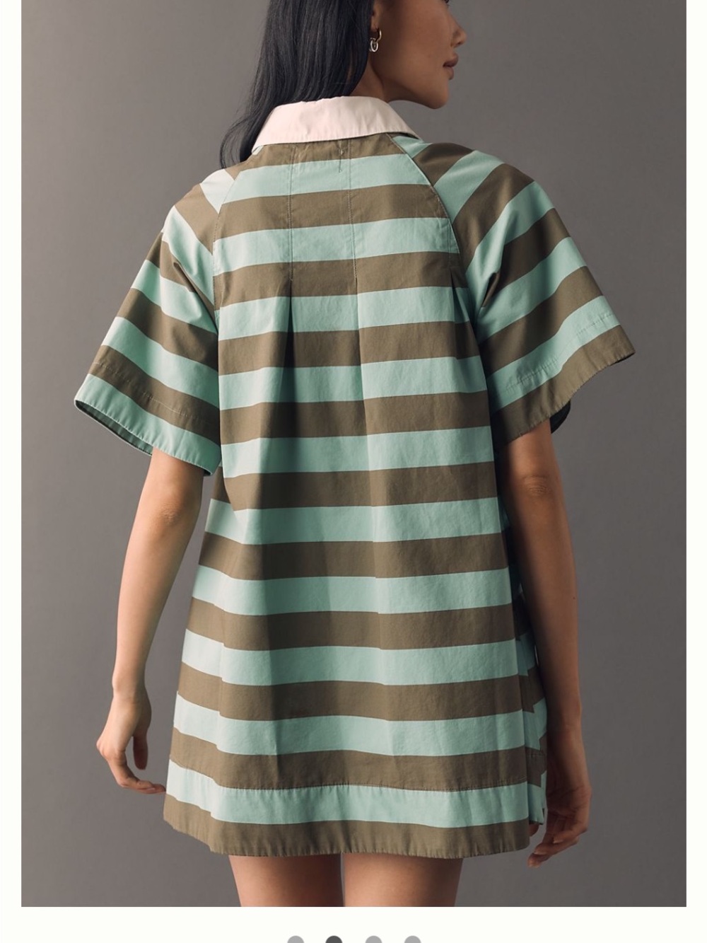 Womens Striped Polo Dress - Mint Green and Olive Damson Madder by Anthropologie - Picture 2 of 11